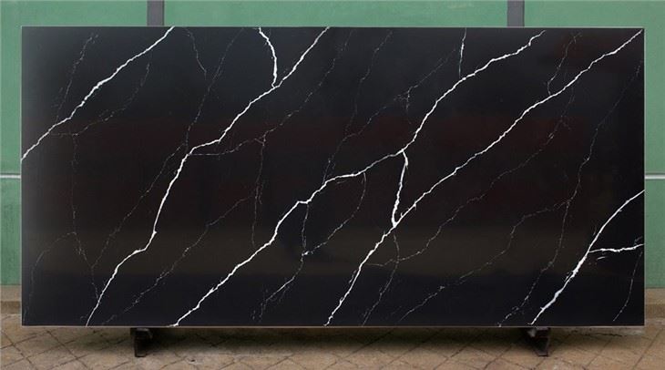 Nero Marquina Quartz Slab Fine Veins